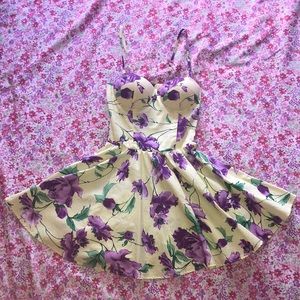 Yellow Dress with Purple Flowers